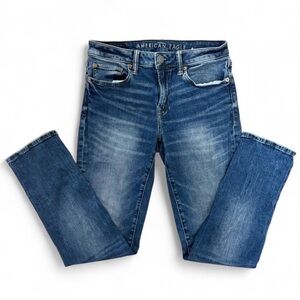 Men’s American Eagle Dark Blue Slim Straight Y2K Casual Jeans